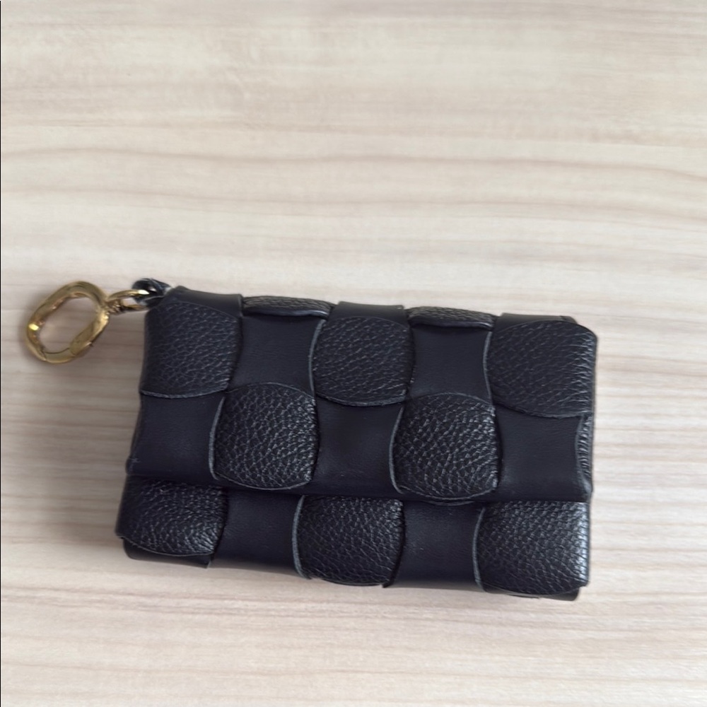 Polene Black Woven Wallet